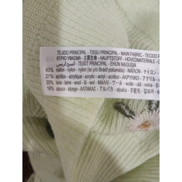NWOT Zara Mint Green Wool Blend Floral Embroidered Mock Neck Sweater ~ L - Picture 12 of 12